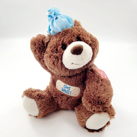 Aurora Get Well Bear Brown Teddy Bear Stuffed Animal W/ Ice Pack Bandaid NEW 12" - Picture 1 of 10